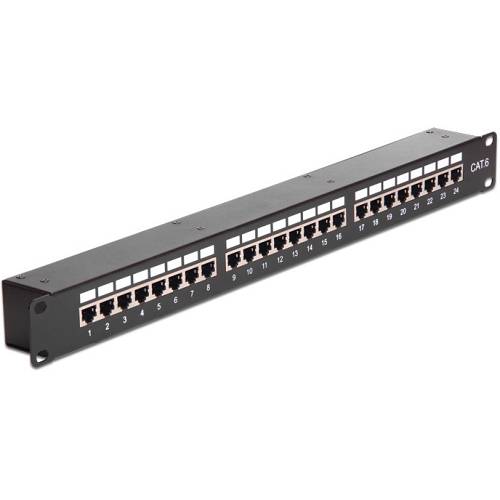 DELOCK Netzwerk 48.26cm 19Zoll Kupplungs-Patchpanel 24 Port Cat.6
