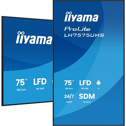 IIYAMA 189.3cm(75) LH7575UHS-B2AG 16:9 3xHDMI+DP+2xUSB (Speditionsversand)