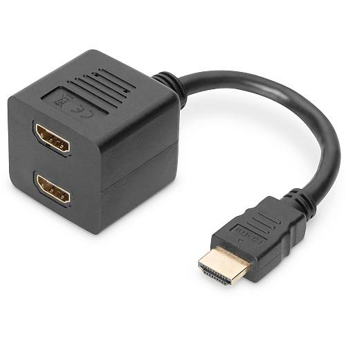 DIGITUS HDMI Y-Verteilerkabel. 0.2m. gold-black