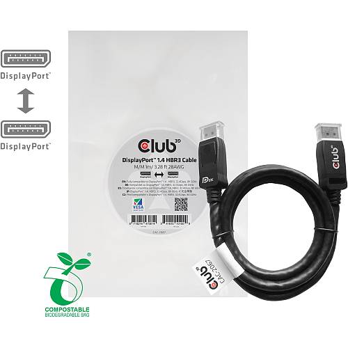 Club3D DisplayPort-Kabel 1.4 HBR3 32.4Gb/s 1m 8K60Hz St/St Polybeutel
