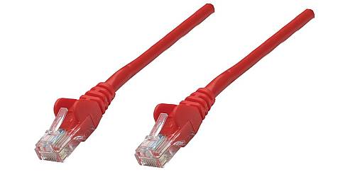 Intellinet Network Patch Cable, Cat6A, 0.25m, Red, Copper, S/FTP, LSOH , LSZH, PVC, RJ45, Gold Plated Contacts, Snagless, Booted, Polybag , Patch cable , RJ-45 (M) to RJ-45 (M) , 25 cm , SFTP , CAT 6a , booted, snagless , red
