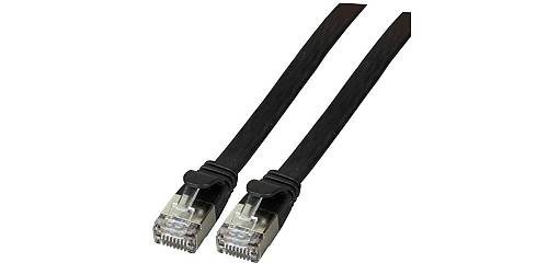 RJ-45 Flat Patch cable U/FTP, Cat.6A, PVC, 5m, black