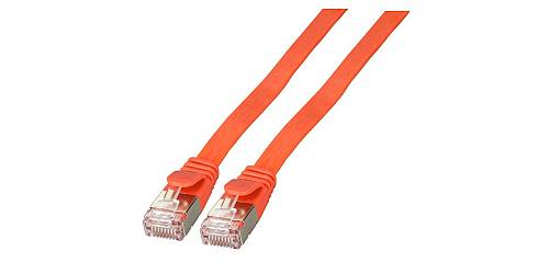 RJ45 Flat Patch cable U/FTP, Cat.6A, PVC, 0.5m, red