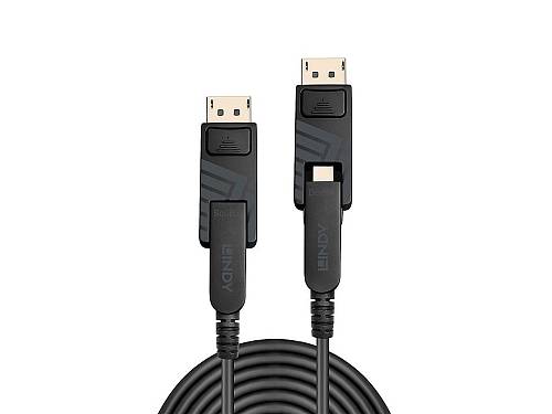 LINDY 50m Fibre Optic Hybrid DisplayPort 1.4 Cable