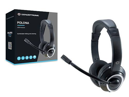 CONCEPTRONIC Headset Stereo USB-A/Mikro/Bedien.     2.00m sw