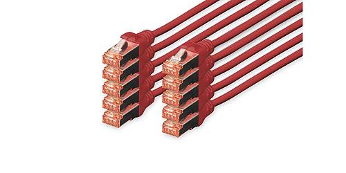 DIGITUS CAT 6 S/FTP Patchkabel, 10 Stück, 5m, rot