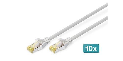 DIGITUS CAT 6A S/FTP Patchkabel, 10 Stück, 3m, grau
