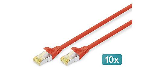 DIGITUS CAT 6A S/FTP Patchkabel, 10 Stück, 3m, rot