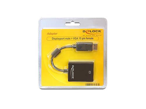 Displayport > VGA Adapter, M/F, Black