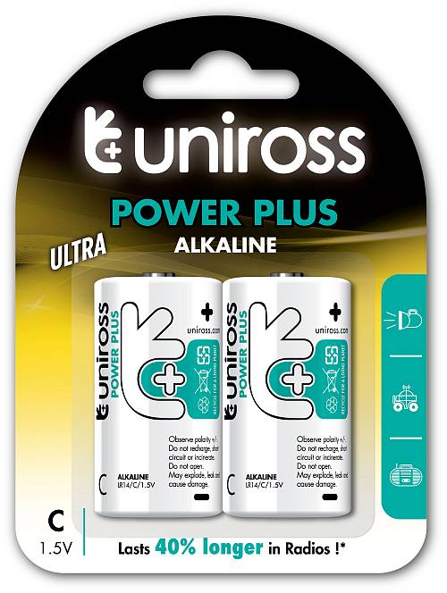 Uniross C Power Plus Alkaline Batteries 2 Pcs