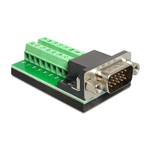 Delock Adapter VGA Stecker > Terminalblock 16 Pin Black. Green. Silver