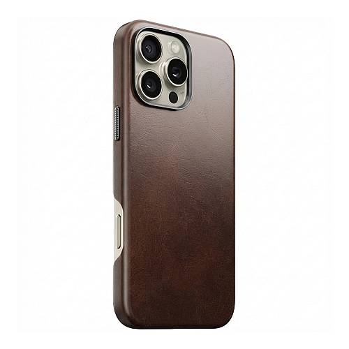 Nomad Modern Leather Case iPhone 16 Pro Max Rustic Brown Horween