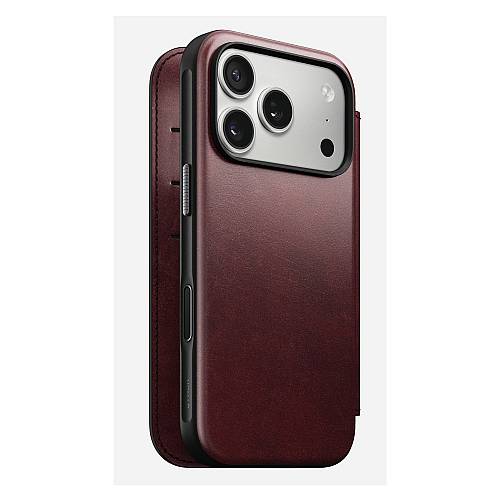 Nomad Modern Leather Folio iPhone 17 Pro Burgundy Horween