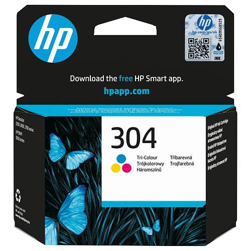HP 304 , Dye-based tricolour , original , ink cartridge , for AMP 130 , Deskjet 26XX, 37XX , Envy 50XX