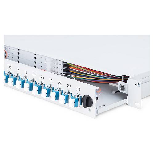 DIGITUS LWL Spleißbox 1HE bestückt 24x LC DX OS2 grau