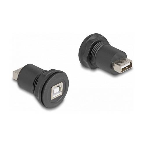 DELOCK USB 2.0 Typ-B zu USB 2.0 Typ-A Einbaubuchse schwarz