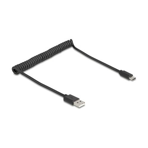 DELOCK USB 2.0 Spiralkabel USB Typ-A Stecker zu USB Type-C