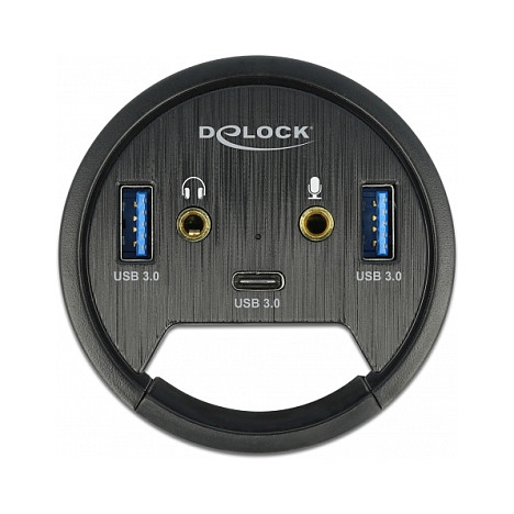DELOCK 3 Port Tisch-Hub 1x USB Type-C und 2x USB Typ-A + HD-Audio Ports