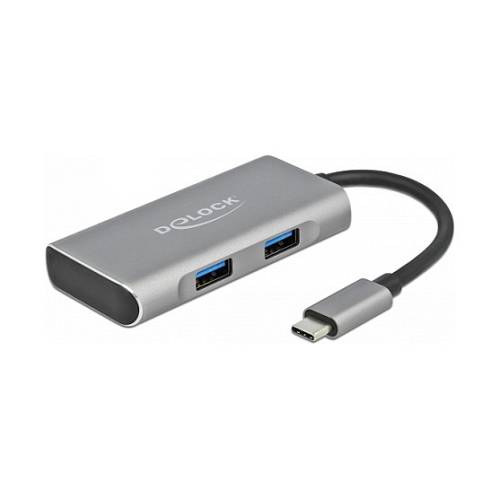 DELOCK Externer USB 3.2 Gen 2 USB Type-C Hub mit 3 x USB Typ-A und 1 x USB Type-C