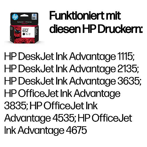 HP 652 - 6 ml - original - Ink Advantage - Tintenpatrone - fr Deskjet 1110. 2130. 3630. ENVY 4520. Officejet 3830. 4650