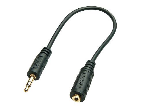 Lindy Premium , Audio adaptor , 0.08 mm , stereo mini jack (M) to stereo micro jack (F) , 20 cm , shielded , black