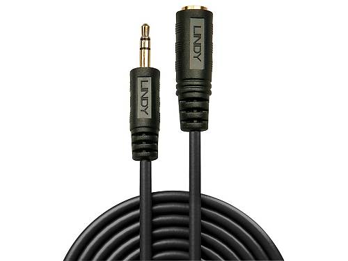 Lindy Premium , Audio extension cable , 0.08 mm² , stereo mini jack (M) to stereo mini jack (F) , 3 m , shielded , black , molded