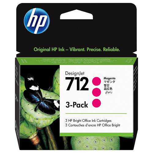 HP 712 , 3-pack , 29 ml , magenta , original , DesignJet , ink cartridge , for DesignJet Studio, T210, T230, T250, T630, T650