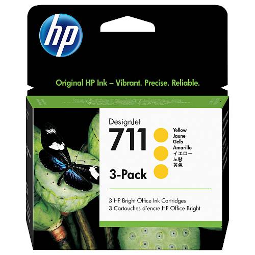 HP 711 3-pack yellow original ink cartridge for DesignJet T120 ePrinter, T520 ePrinter