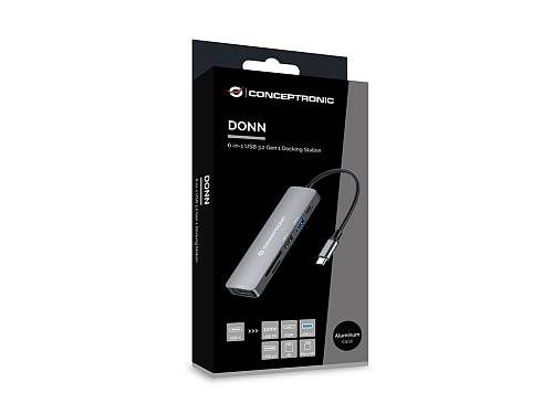 CONCEPTRONIC  6-1 Dock USB-C->HDMI/2xUSB-A/SD/TF/+   15cm gr