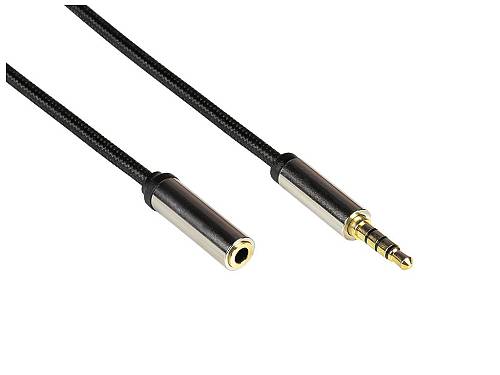 PYTHON GC-M0237 - 3.5mm - Male - 3.5mm - Female - 1 m - Black - Cable - Audio/Multimedia - Extension Cable - 1 m - 4-pole