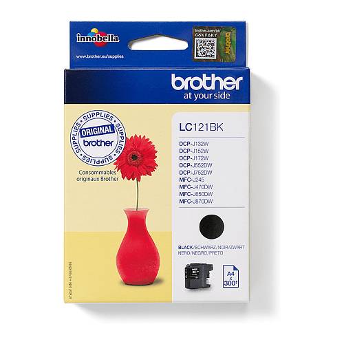Brother Tinte LC-121BK Schwarz bis zu 300 Seiten nach ISO/IEC 24711