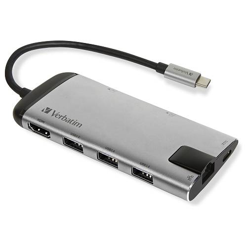 USB-C HUB 7Port > 3xUSB3.0/USB-C/HDMI/Ethernet/SDmicroSD passiv Verbatim Black Grey