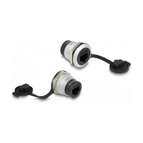 DeLock RJ45 Cat.6A Einbaubuchse mit Staubschutzkappe