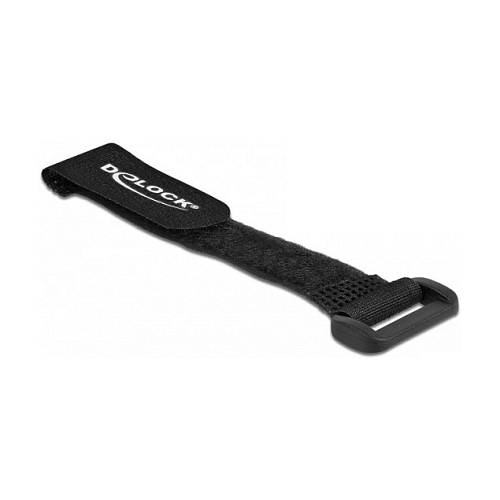 Delock Klett-Kabelbinder mit Schlaufe L 190 x B 25 mm schwarz 5 Stück