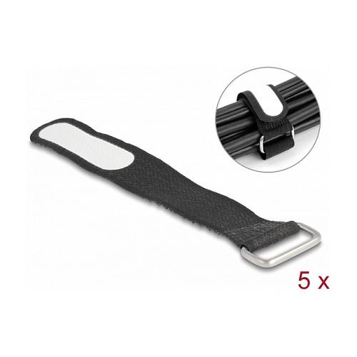 Delock Klettkabelbinder mit Schlaufe und Beschriftungsfeld L 127 x B 20 mm schwarz 5 Stück