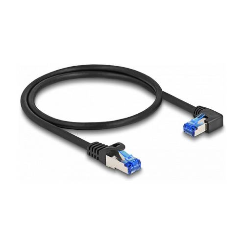 Delock RJ45 Netzwerkkabel Cat.6A S/FTP gerade / rechts gewinkelt 0.5 m schwarz