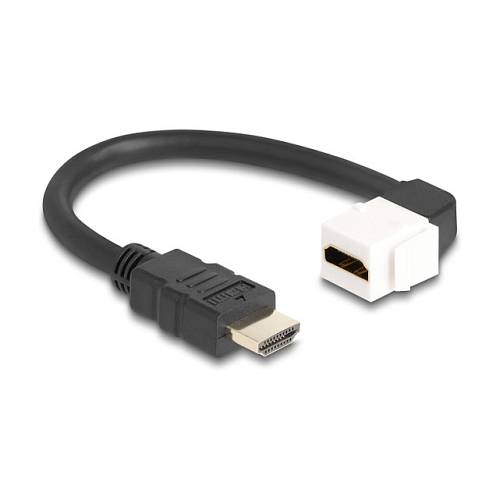 Delock Keystone Modul Kabel HDMI Stecker zu Buchse 90° gewinkelt 8K 60 Hz 20 cm schwarz