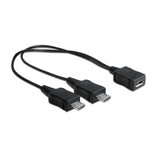 Delock Kabel USB micro-B Buchse > 2 x USB micro-B Stecker 20 cm