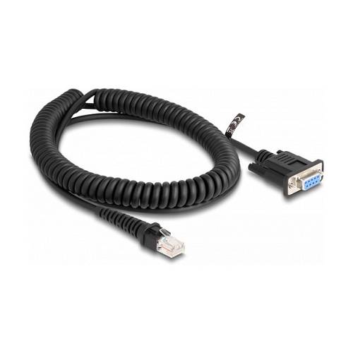 Delock Spiralkabel RJ50 Stecker zu D-Sub 9 Buchse 1.5 m schwarz