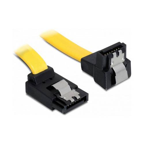 Delock SATA 6 Gb/s Kabel oben gewinkelt auf unten gewinkelt 20 cm gelb