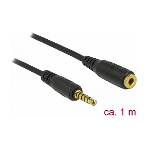 Delock Verlängerungskabel Klinke 3.5 mm 5 Pin Stecker zu Buchse 1 m schwarz