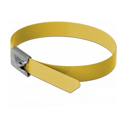 Delock Edelstahlkabelbinder L 500 x B 7.9 mm gelb 10 Stück