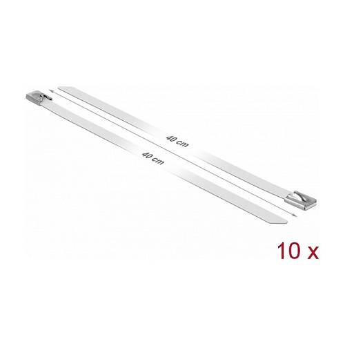 Delock Edelstahlkabelbinder L 400 x B 7.9 mm weiß 10 Stück