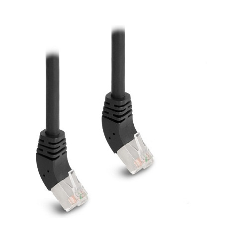Delock RJ45 Netzwerkkabel Cat.6A S/FTP 45° nach unten gewinkelt 0.25 m schwarz