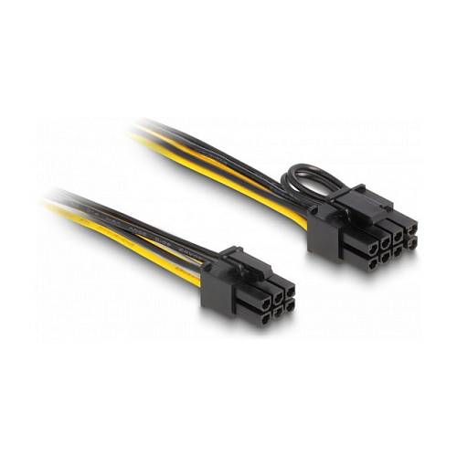 Delock Stromkabel PCI Express 6 Pin Stecker zu PCI Express 6+2 Pin Stecker 50 cm