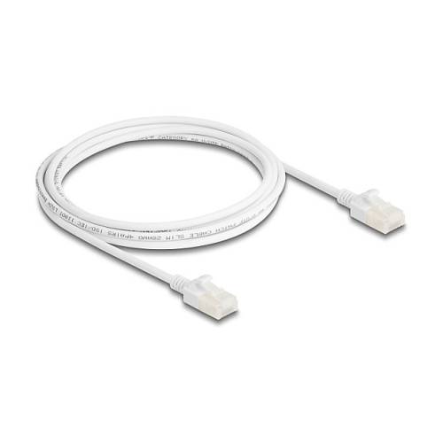 Delock RJ45 Netzwerkkabel Cat.6A Stecker zu Stecker mit robuster Rastnase Industrietauglich U/UTP Slim 2 m weiß