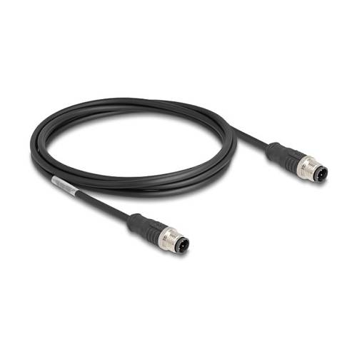 Delock M12 Kabel D-kodiert 4 Pin Stecker zu Stecker PVC 2 m
