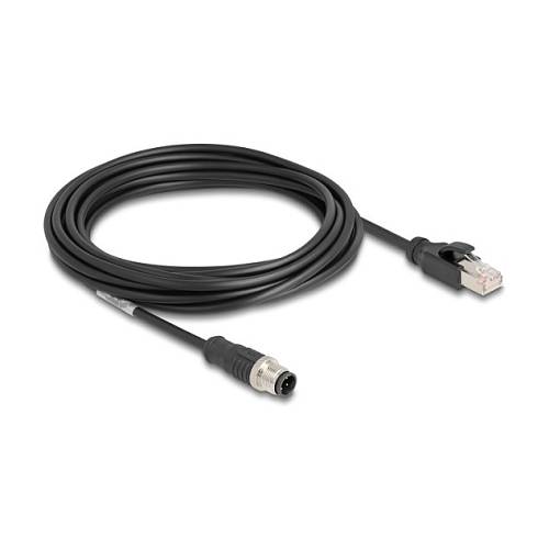 Delock M12 Kabel D-kodiert 4 Pin Stecker zu RJ45 Stecker PVC 5 m