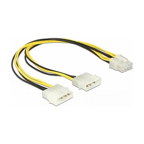 Delock Stromkabel 2 x 4 Pin Molex Stecker > 8 Pin EPS Stecker 30 cm