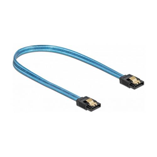 Delock SATA 6 Gb/s Kabel UV Leuchteffekt blau 30 cm